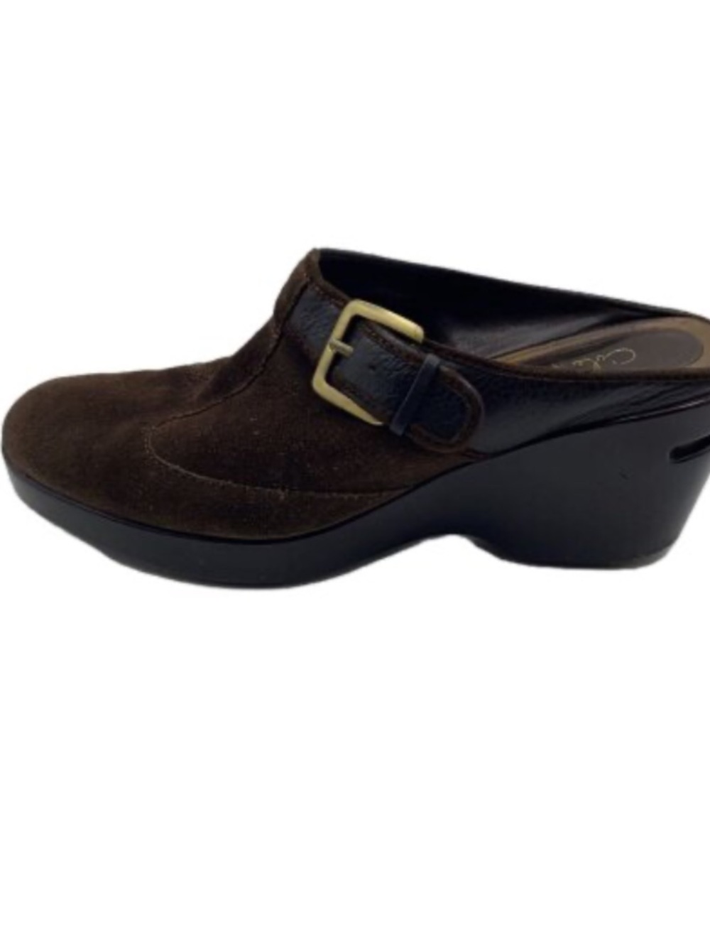 Cole Haan Nike Air Collaboration Brown Suede Slip-On Mule with Buckle size 91/2